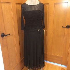 Sangria Fully Lined  Black Midi Dress  16  NWT